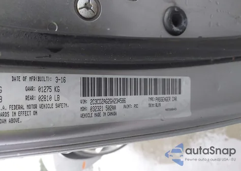 2016 Dodge Challenger Sxt Plus from USA, damaged, VIN 2C3CDZAG2GH234586